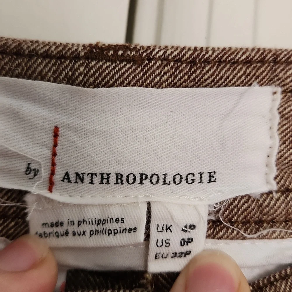Anthropologie Linen Low-Rise Wide Leg Pants Tan Beige Waist 29 - Picture 12 of 15